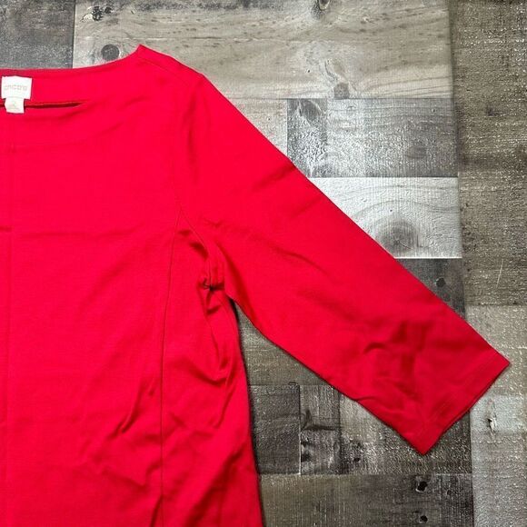 Chico’s Women’s Size 2 Blouse Red Paige Ponte Knit Pullover Too with Zippers - Picture 2 of 9